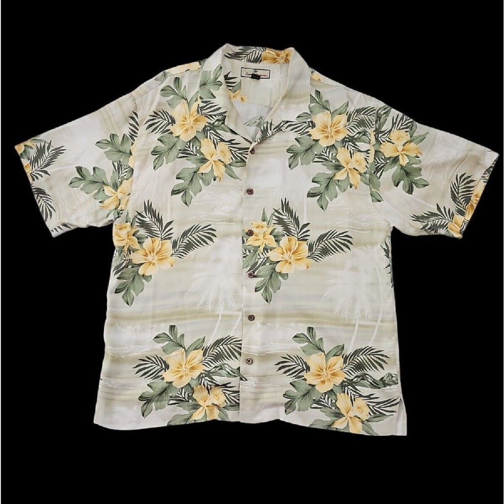 Tommy Bahama Hawaiian Floral Aloha Silk Short Sleeve Button Shirt XL MultiColor